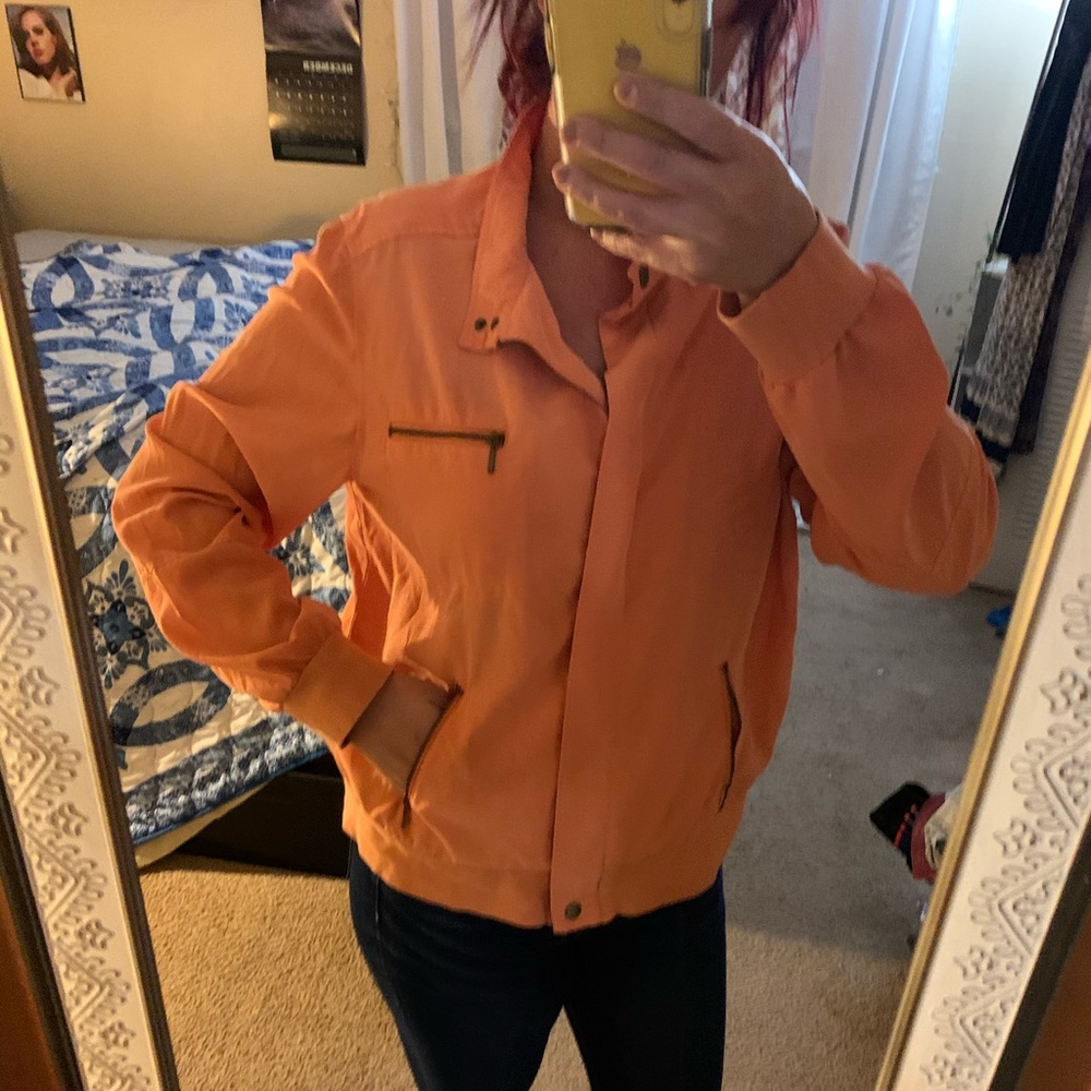 Orange bomber jacket